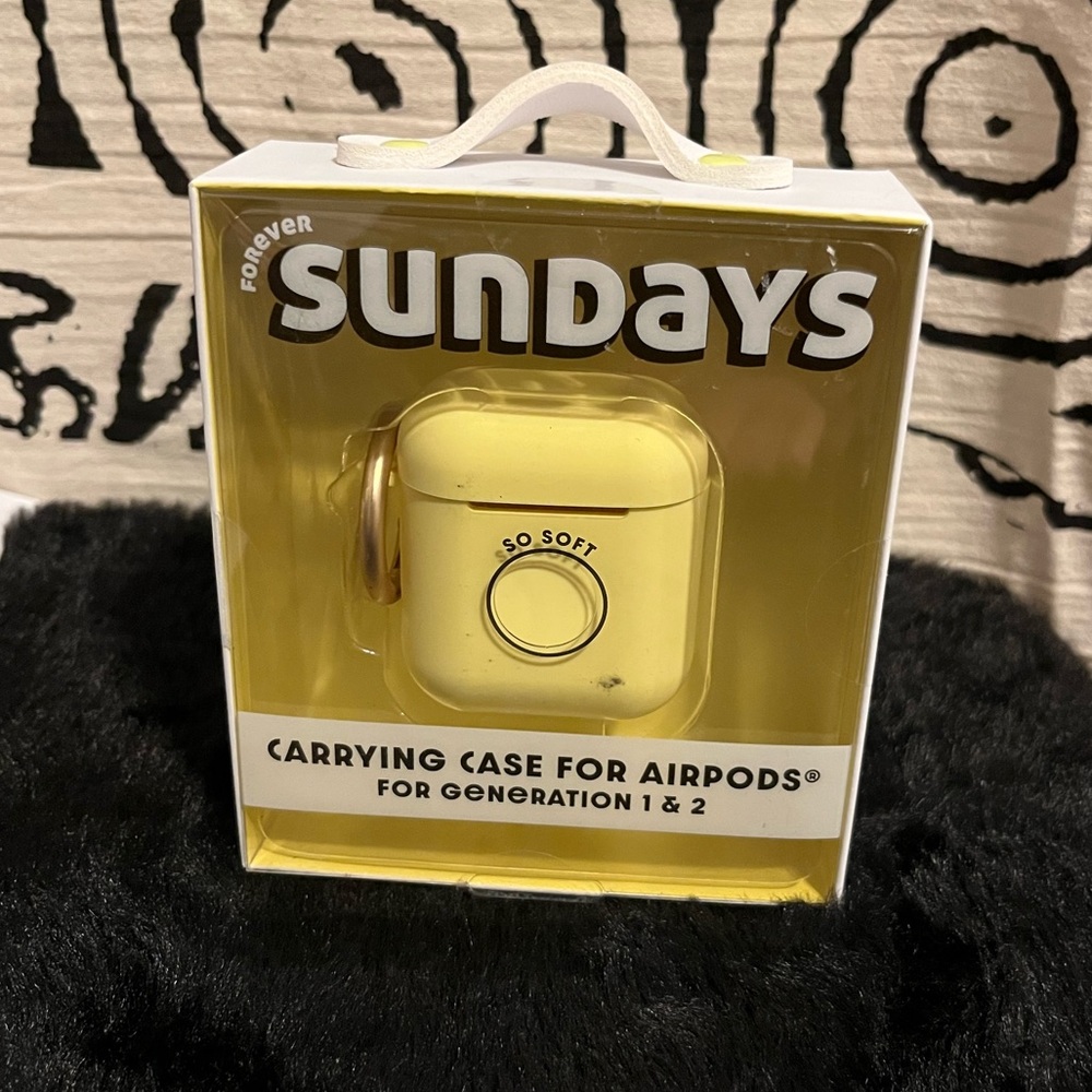 Yellow AirPod case (gen 1 & 2) with carry clip